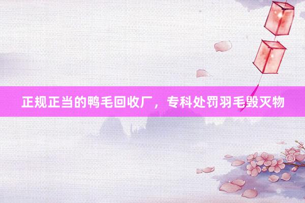 正规正当的鸭毛回收厂，专科处罚羽毛毁灭物