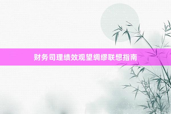 财务司理绩效观望绸缪联想指南